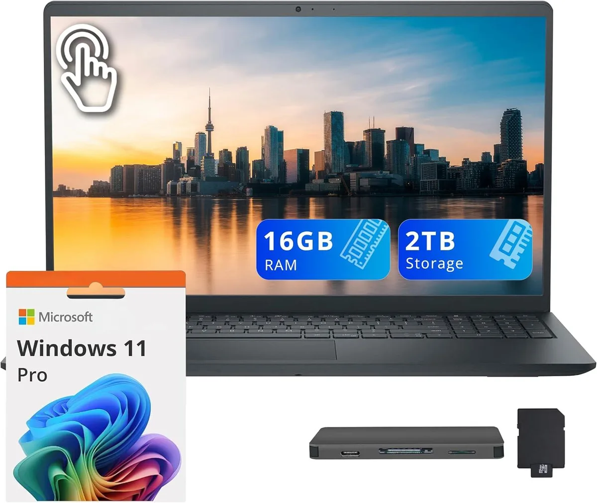 DELL DELL Inspiron 15.6" FHD Touchscreen i7-1355U 16GB 1TB SSD + 1TB Dock Windows 11 Pro Black — product photo
