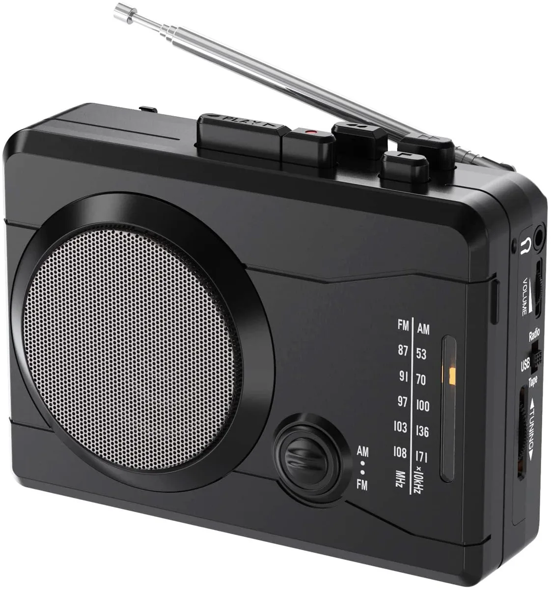 Mersoco Cassette Player Tape Recorder MP3 Converter AM FM Radio Black — product photo
