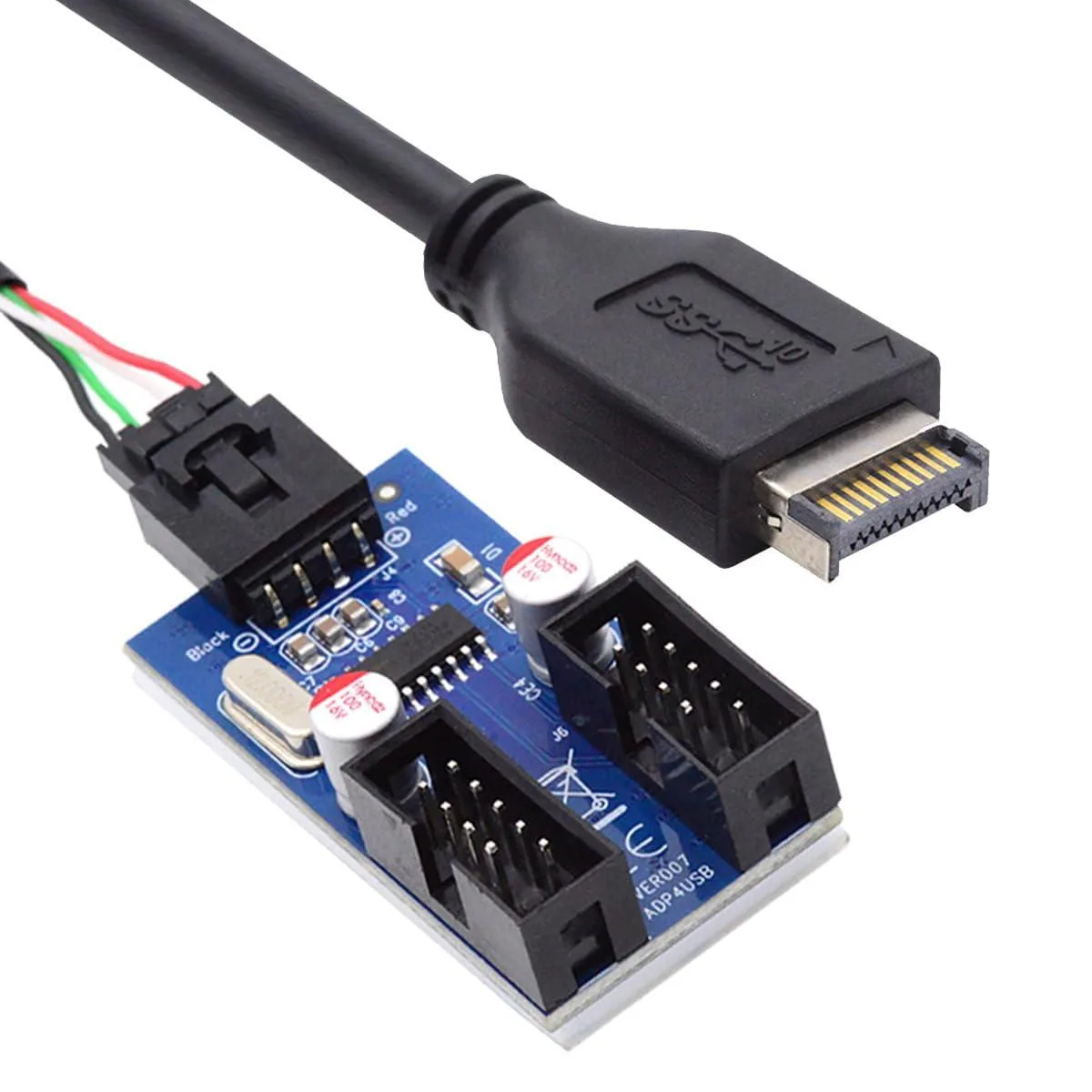 Vszerda USB 3.1 Type-E to dual 9-pin header adapter with Type-A cable and PCBA