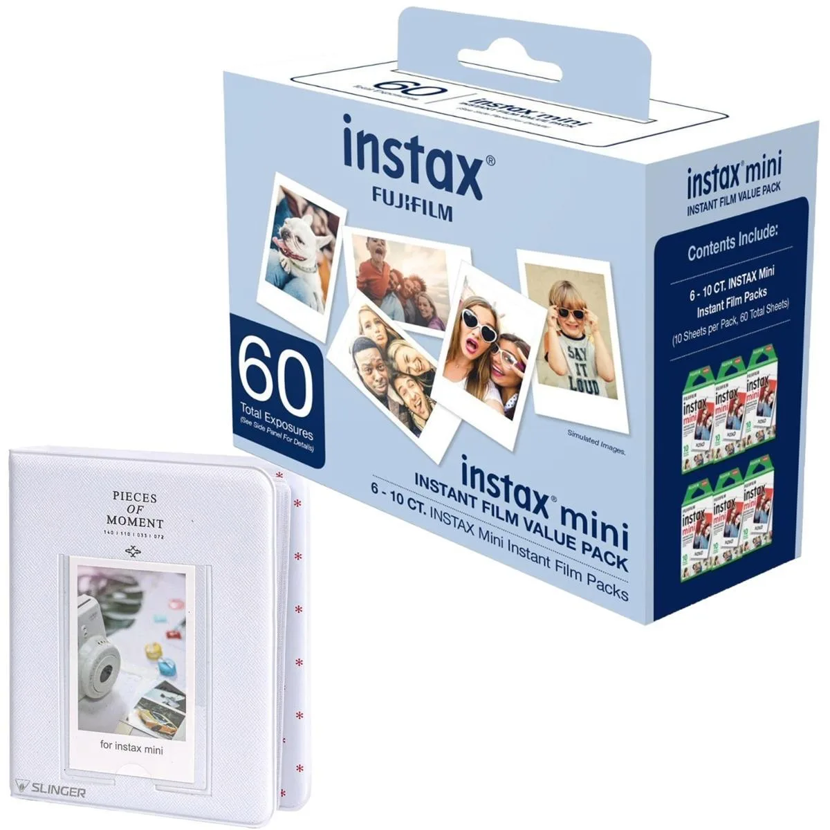 FUJIFILM FUJIFILM Instax Mini White Instant Film 60 exposures with album — product photo