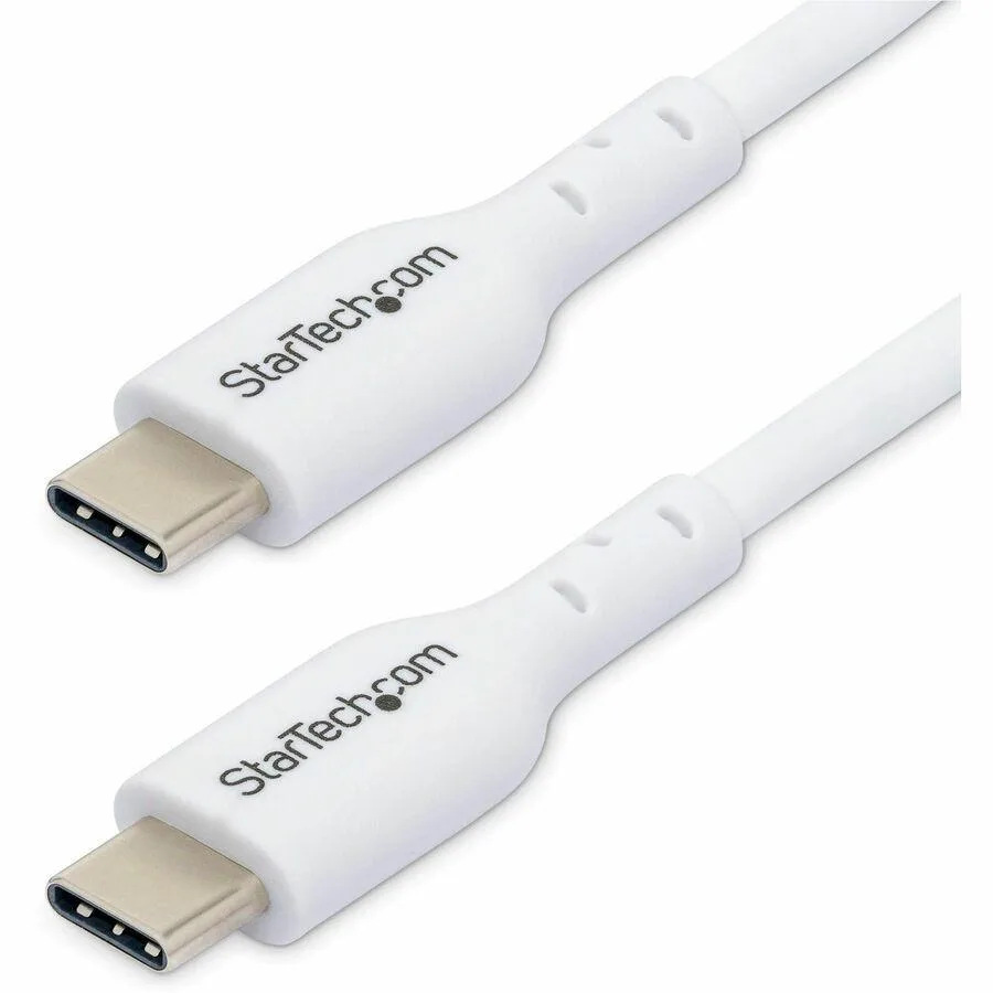 Two white USB-C to USB-C cables, six feet each, braided jacket, nickel-plated connectors
