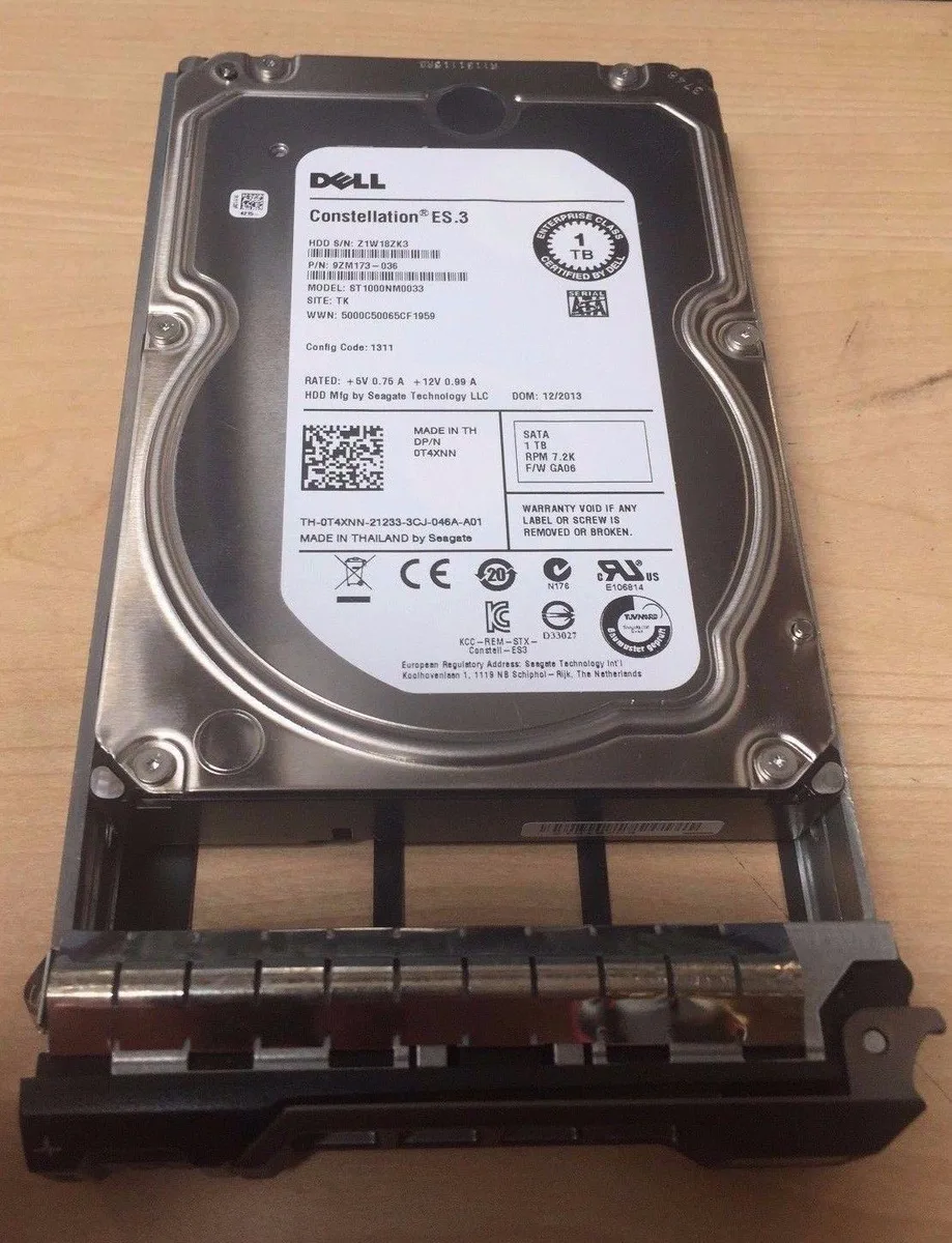 DELL DELL 1TB 7.2K 3.5" SATA Internal Hard Drive &amp; Caddy T4XNN — product photo