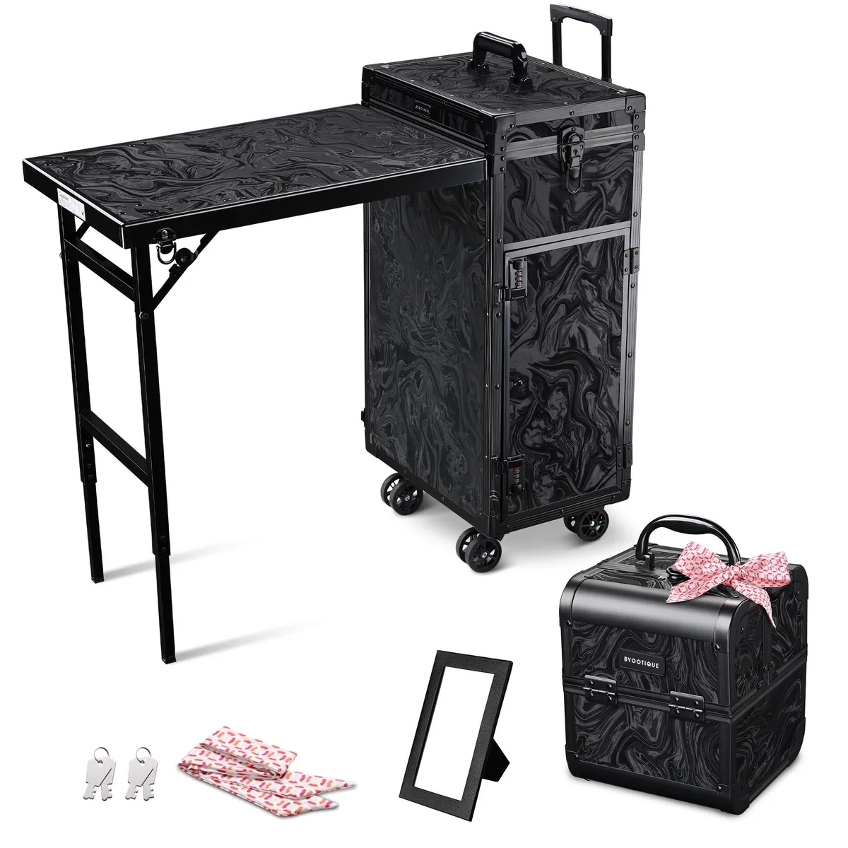 Byootique Byootique 12MKCSET-2728-CTB06 rolling nail table &amp; makeup case luggage — product photo
