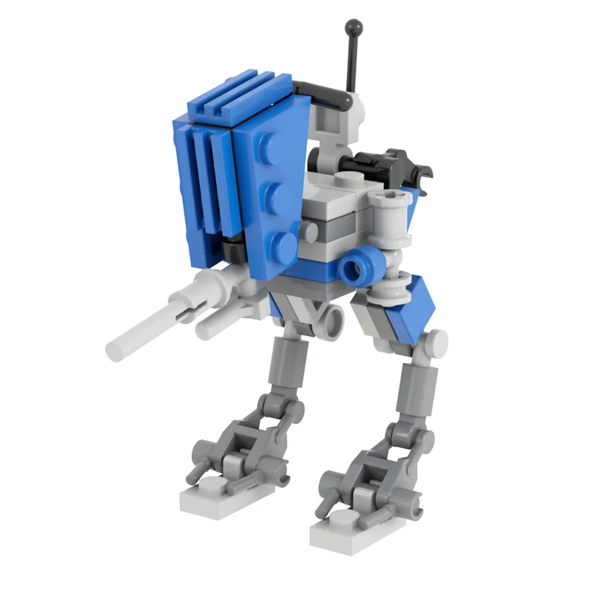 Small multicolour plastic building set with 49 pieces, ATRT Scout Walker design, loose bricks on surface