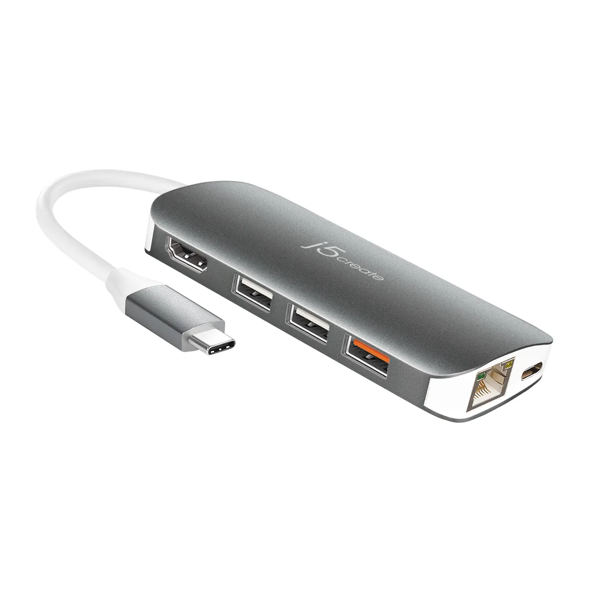 j5create j5create ADIB07CRP47K6 USB-C Multi Adapter 8 Port 5.4 in — product photo