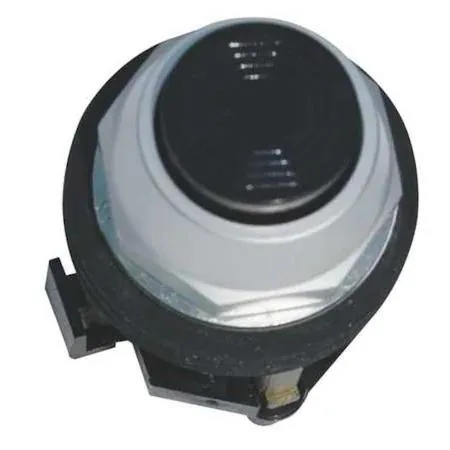 Black 30 mm metal push button operator with anodized aluminium bezel