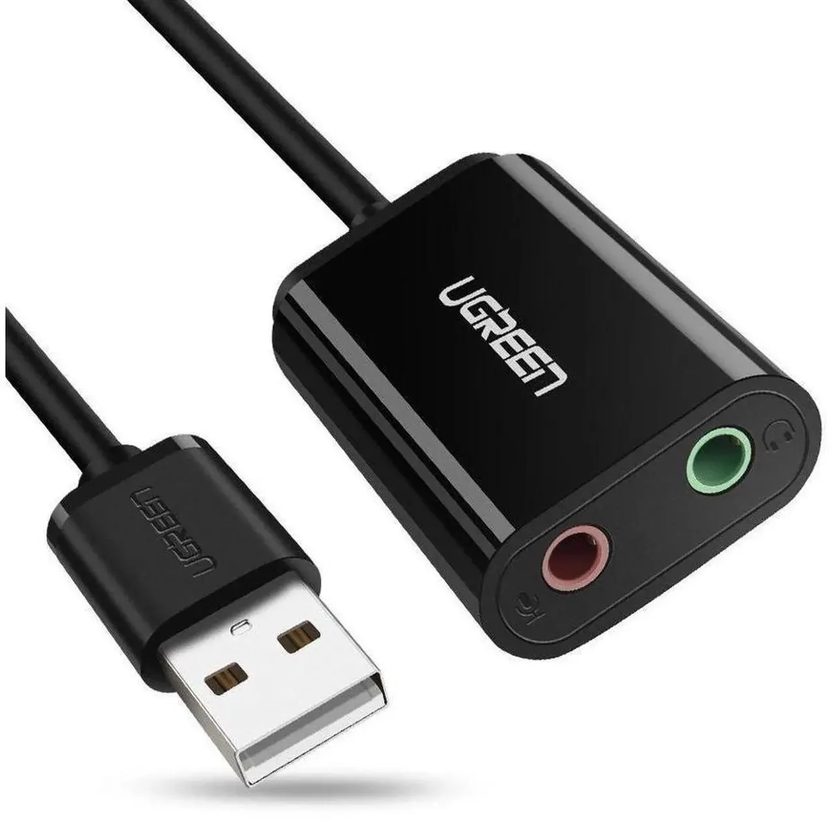 SMUGDESK SMUGDESK USB to 3.5mm Audio Adapter, Separate Earphone & Mic Ports, Black — product photo