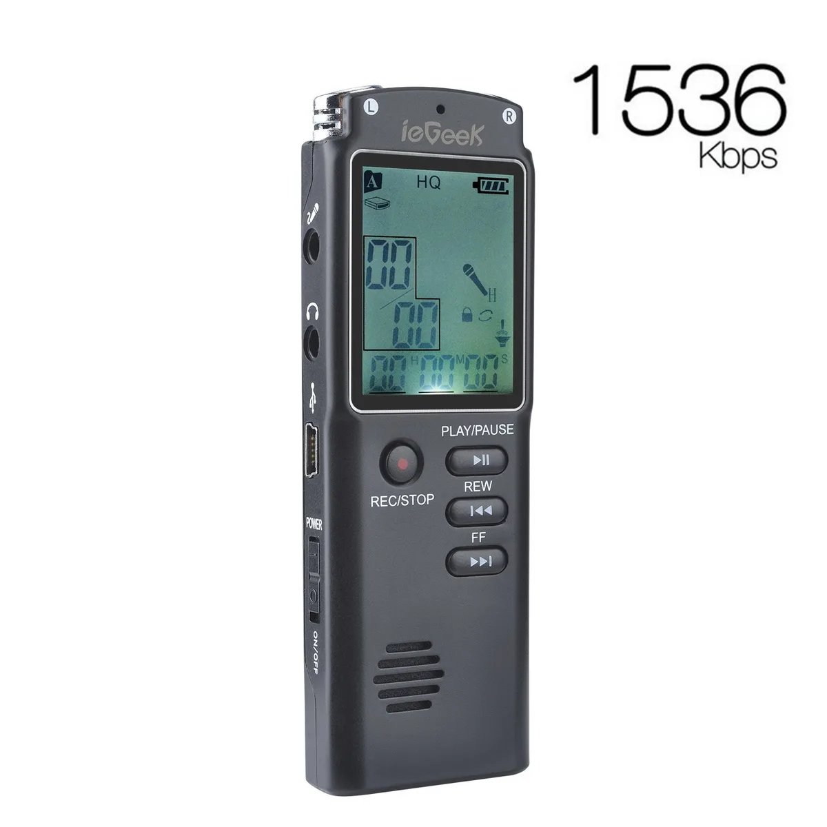 ieGeek ieGeek Digital Voice Recorder 8GB 1536Kbps Black — product photo
