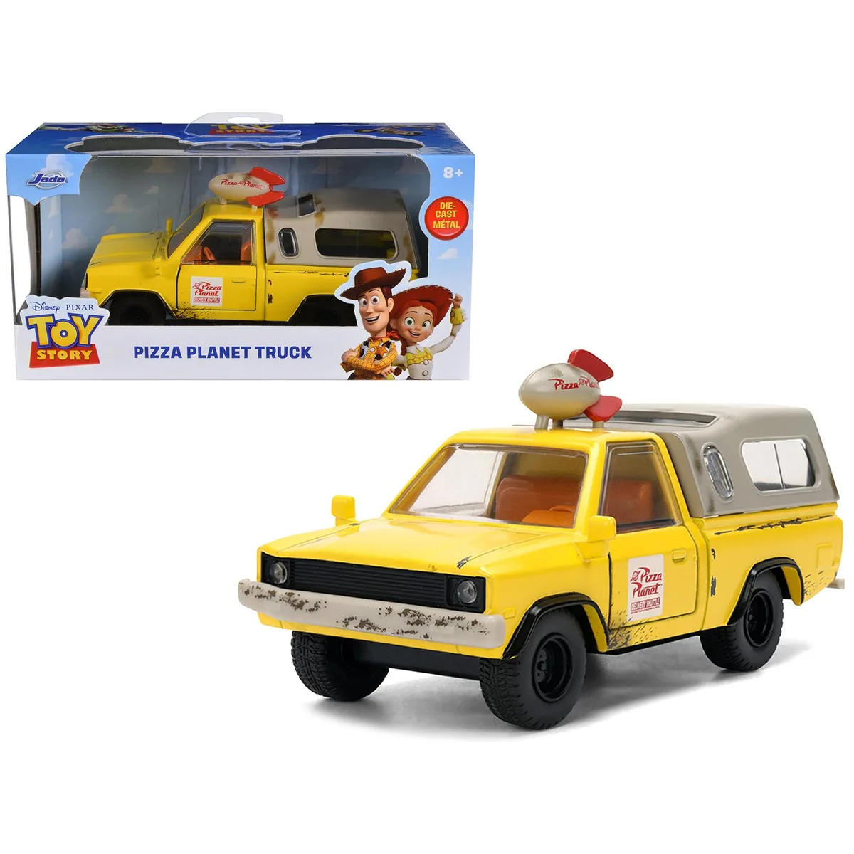 Jada Jada Pizza Planet Truck Yellow Weathered w/ Beige Camper Toy Story 1995 Hollywood Rides 1/32 Diecast — product photo