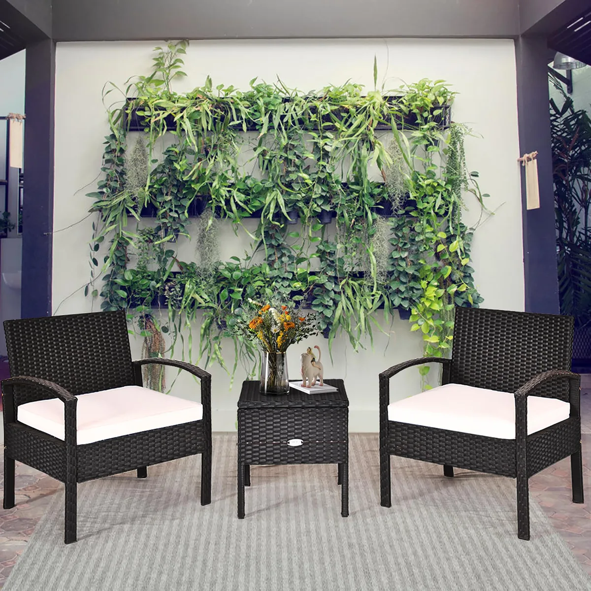 Costway Costway 3PC Rattan Patio Furniture Set White — product photo