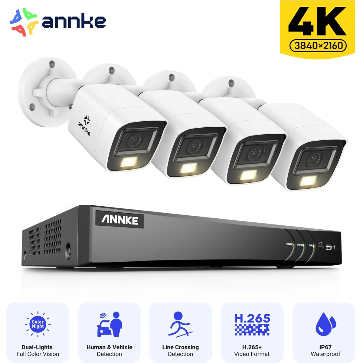 Annke Annke 8CH 8MP AI DVR 4x4K IP67 Bullet Cameras No HDD — product photo