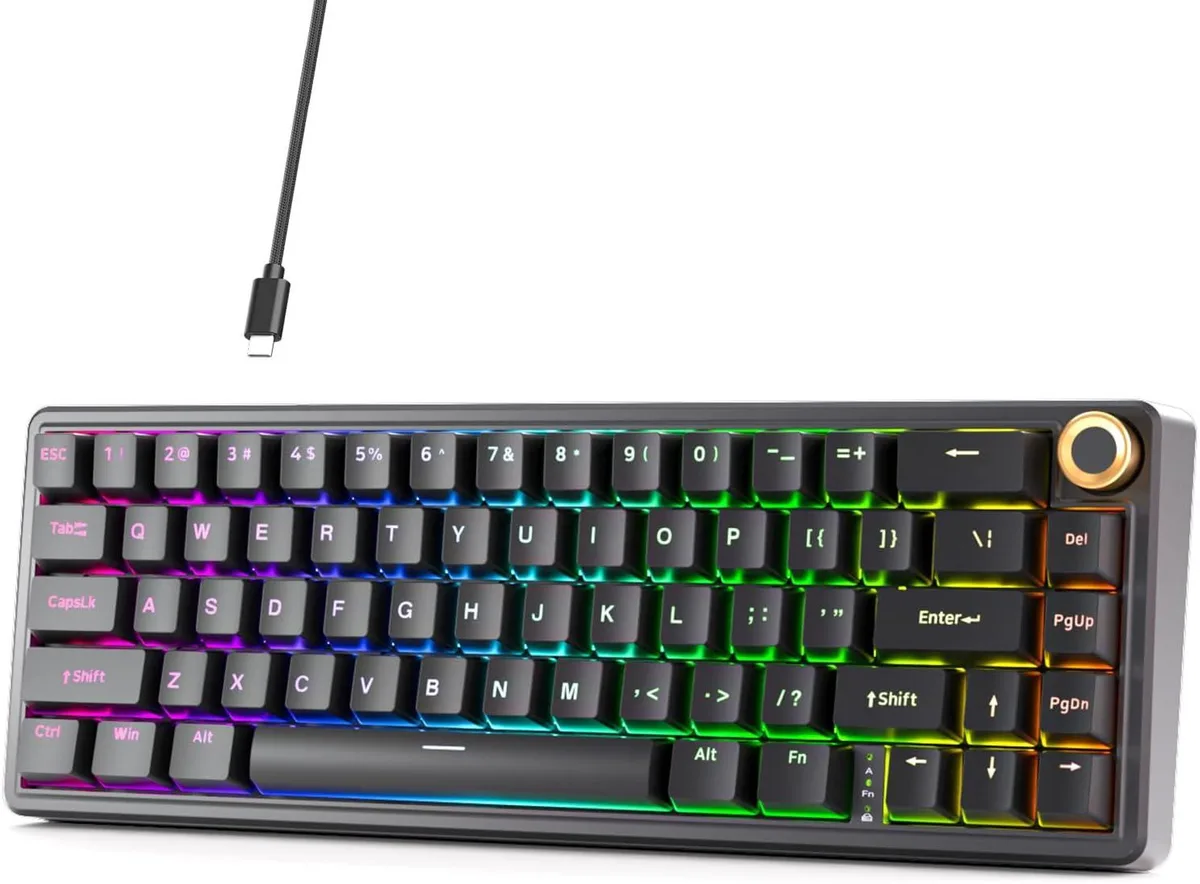 TUKO TUKO DK68E 60% Mechanical Gaming Keyboard Hot-Swappable Pre-Lubed Gasket Mount 68 Keys Wired Black — product photo