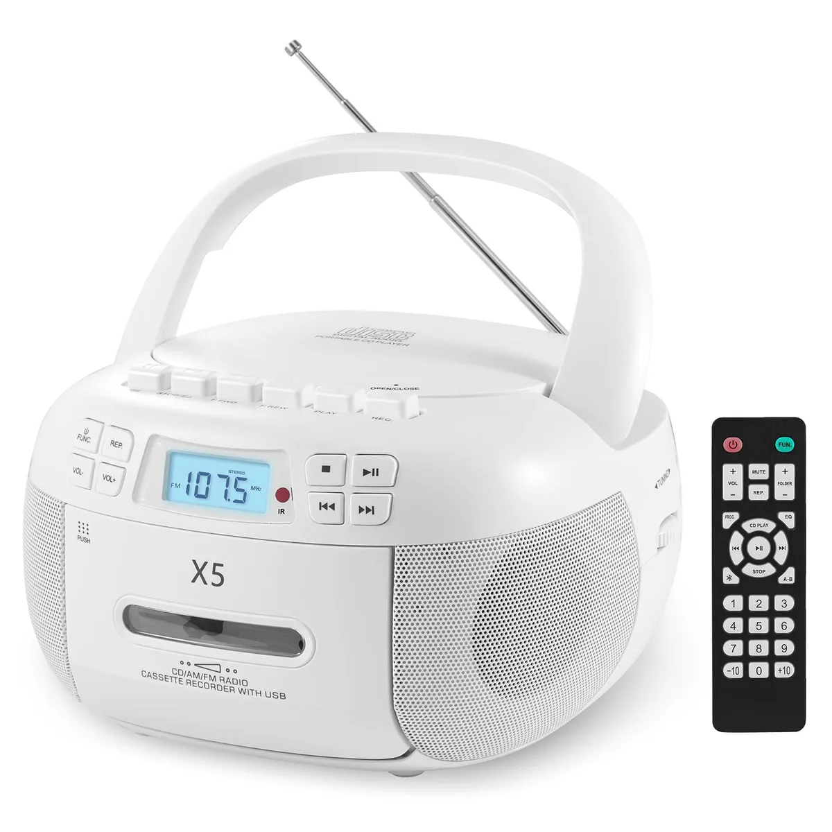  G Keni CD-X5 Boombox White Bluetooth 5.1 — product photo