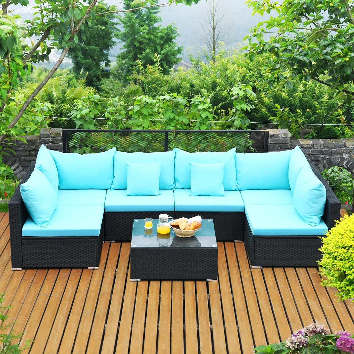 Costway Costway 7PCS Patio Wicker Sofa Set Turquoise — product photo