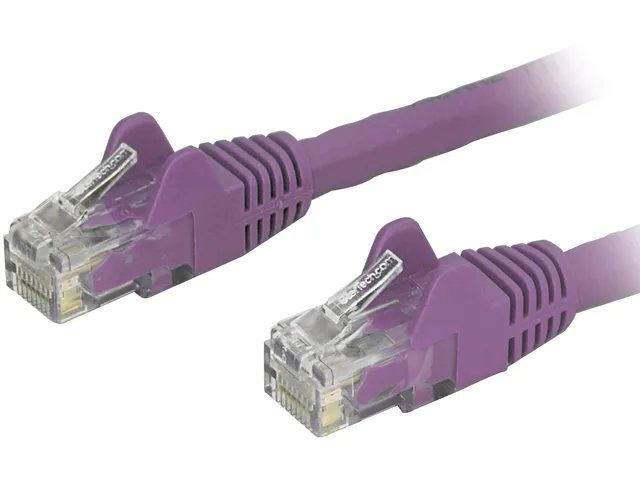 Purple Cat6 patch cable 2 ft snagless RJ45 gold connectors