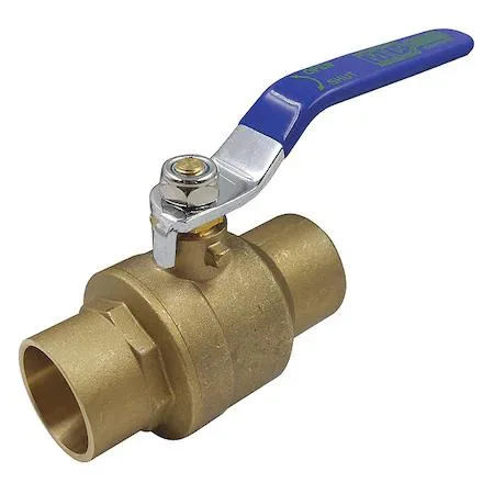 Brass inline ball valve with sweat ends and lever handle