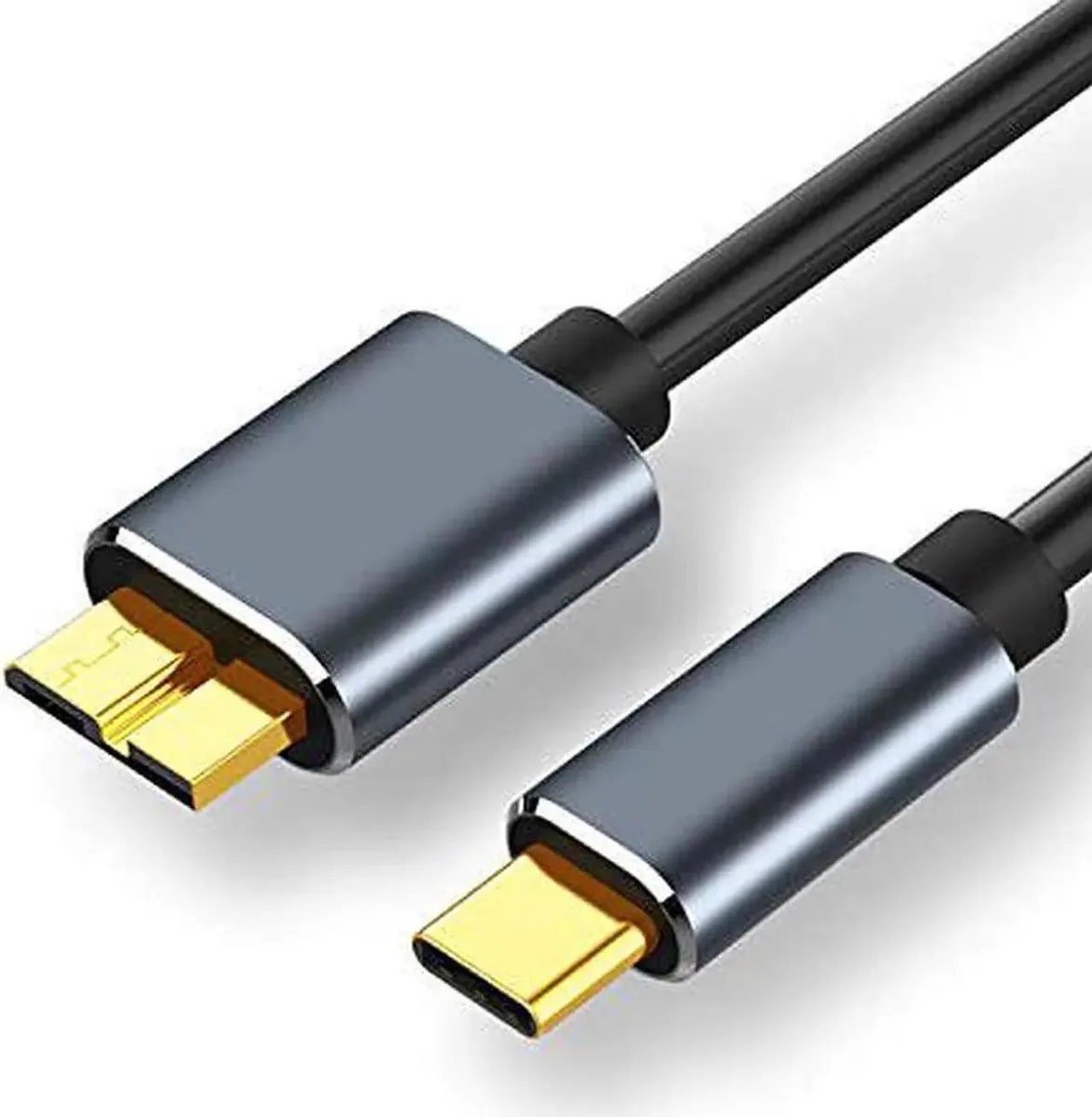 USB-C to Micro-B cable, 2 m, metallic connectors, braided jacket