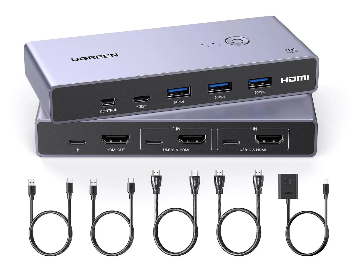 Explus-C Explus-C KVM Switch 2 Computers 1 Monitor 8K@60Hz 4 USB 3.0 Ports — product photo