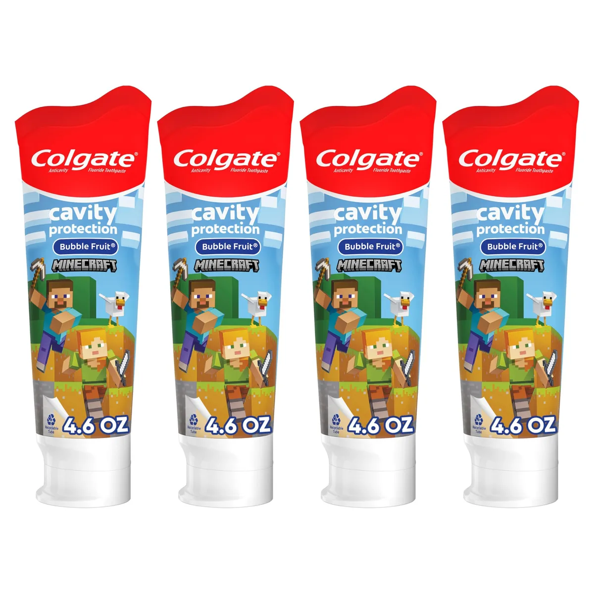 Four white 4.6 oz tubes in Minecraft packaging