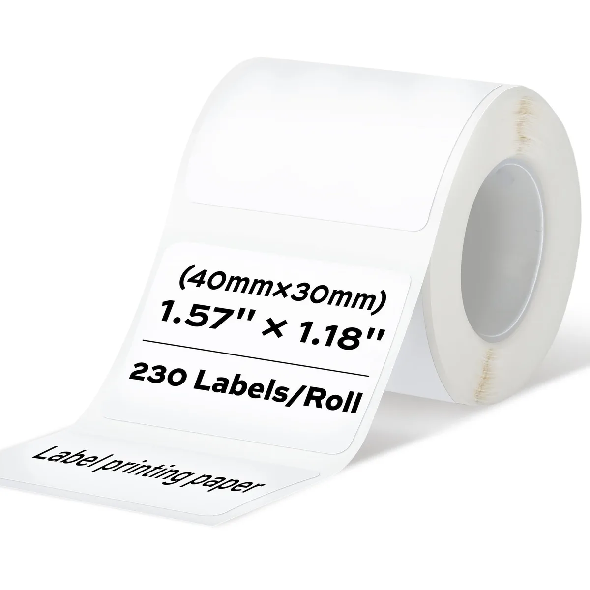 White rectangular label roll 40 by 30 mm 230 labels