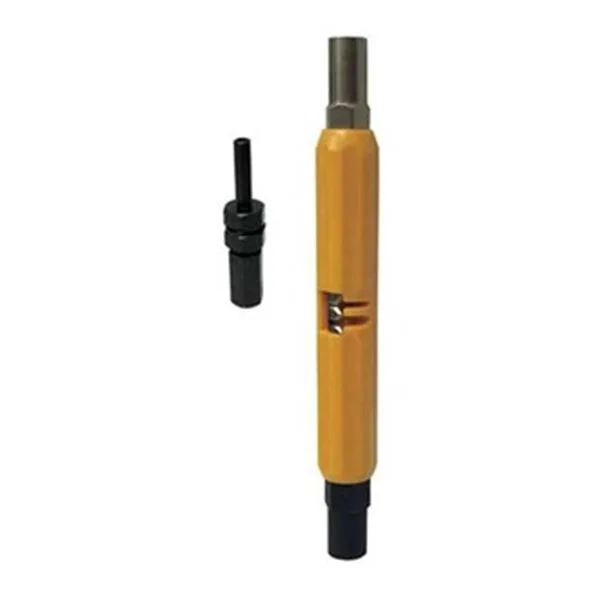 Orange handled can wrench with six hex sockets and security key insert
