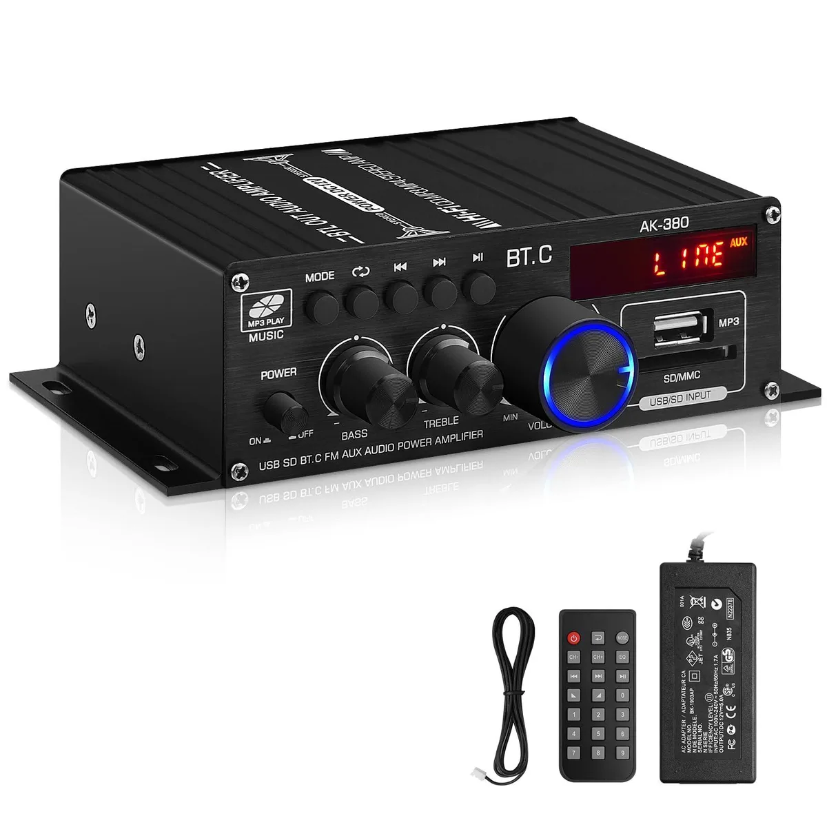  ARRAROWN AK-380 40W+40W 2.0 CH Bluetooth 5.0 Live Sound Amplifier — product photo