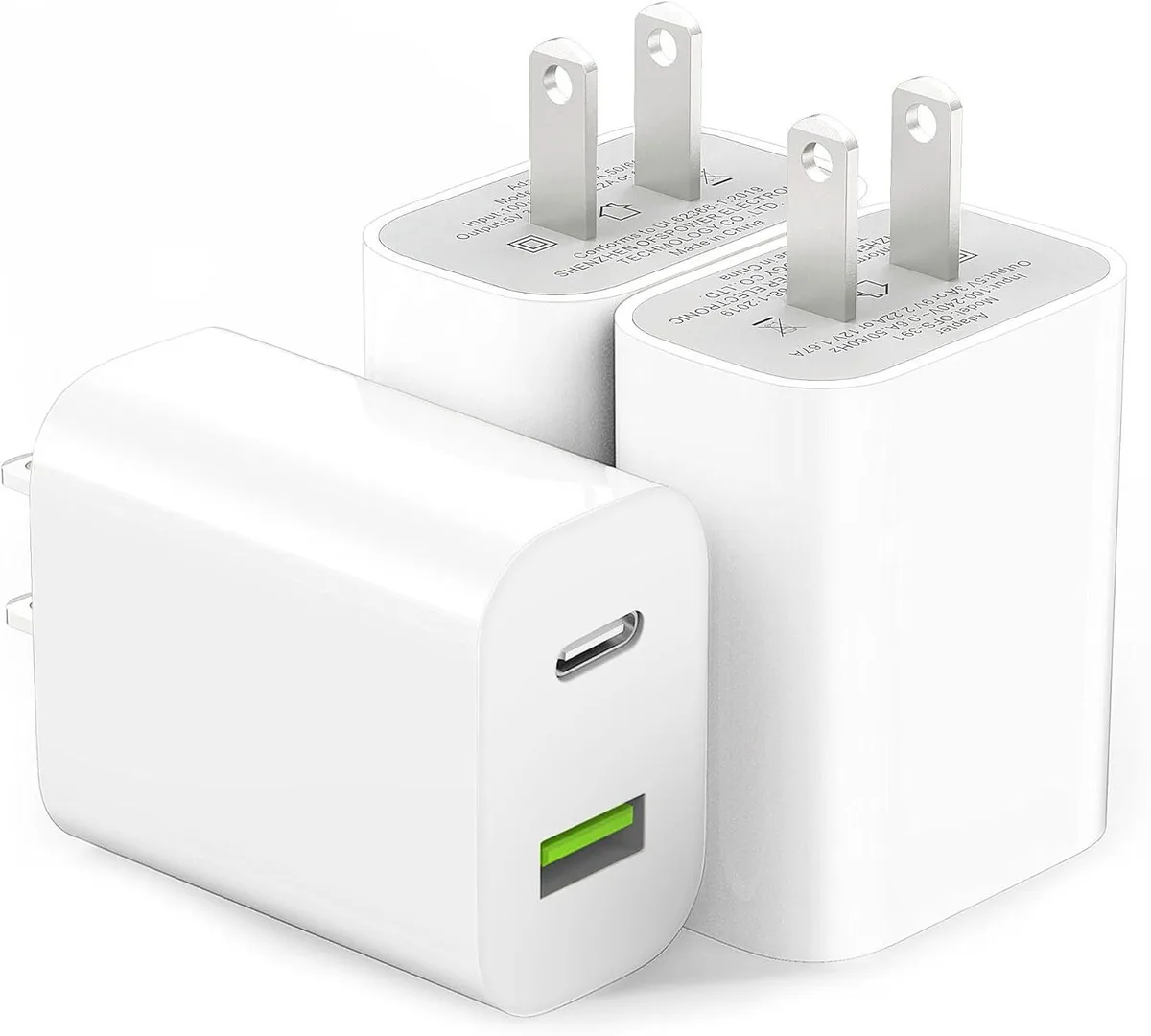 lelisten lelisten 3 Pack Dual Port USB C 20W Wall Charger — product photo