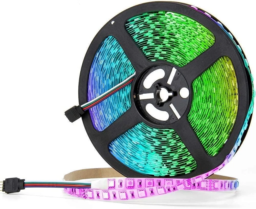 Orange vinyl LED strip on reel, 32.8ft flexible ribbon with adhesive backing