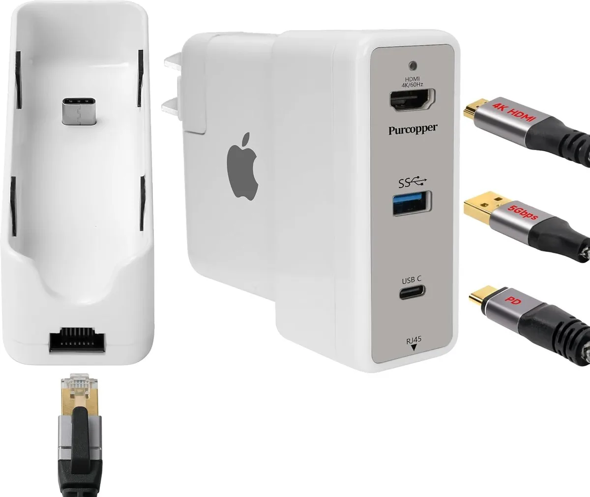 FLEANE FLEANE 4-in-1 USB-C Docking Station for MacBook Charger 65W-100W — product photo