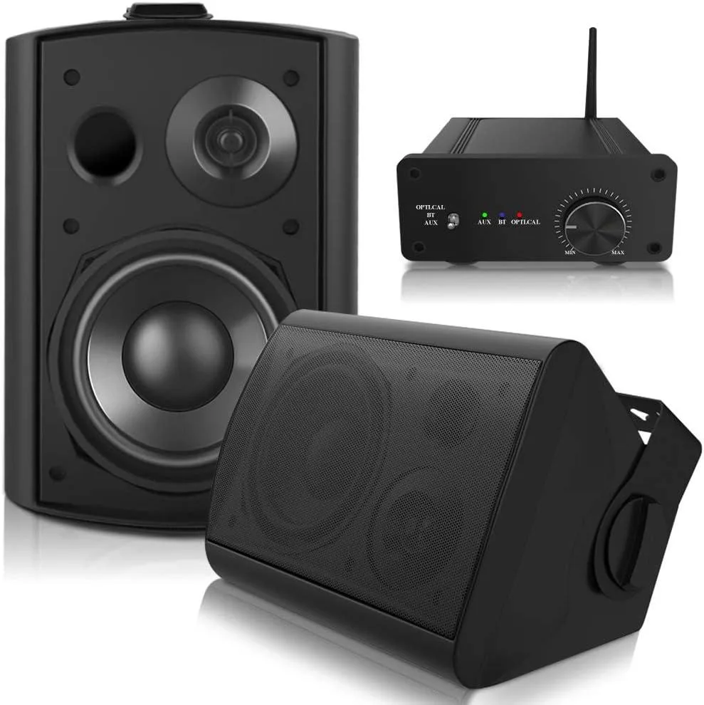 WUQ WUQ 5.25 Inch Outdoor Speakers with Bluetooth 5.0 Amplifier (Black) — product photo