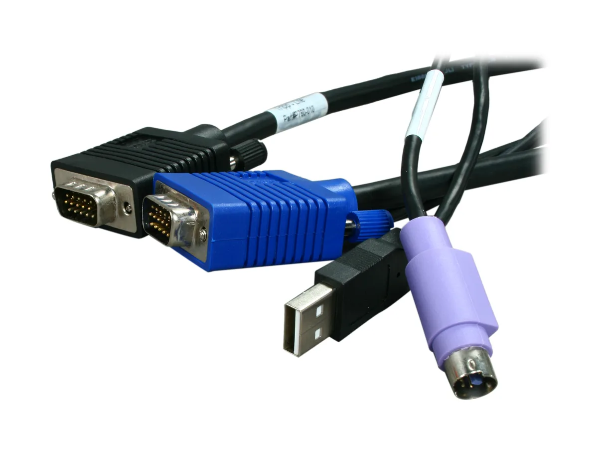 Black 10 ft KVM cable kit with four connectors