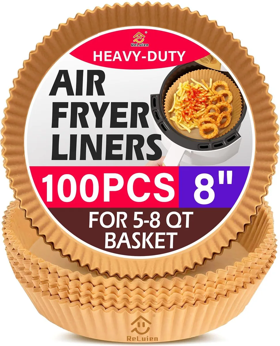  ReLuien R-Liners-100P-8 Air Fryer Liners 100 Sheets 9.4 in Yellow — product photo