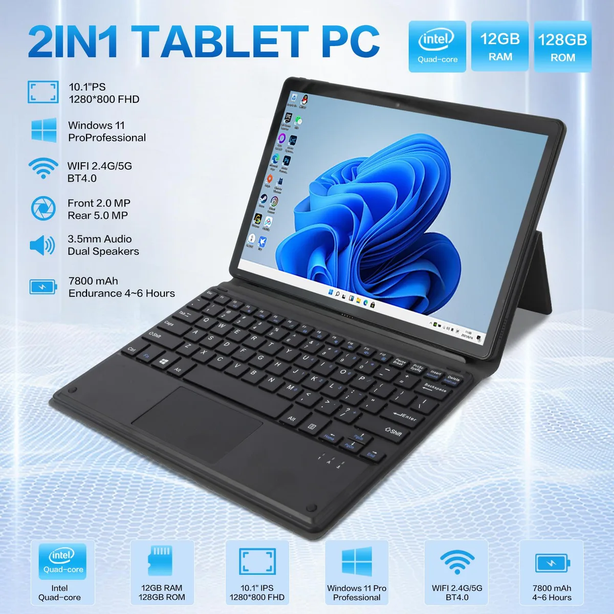 hongsamde hongsamde 2 in 1 Windows Tablet 10.1" Intel J4105 8GB 256GB — product photo