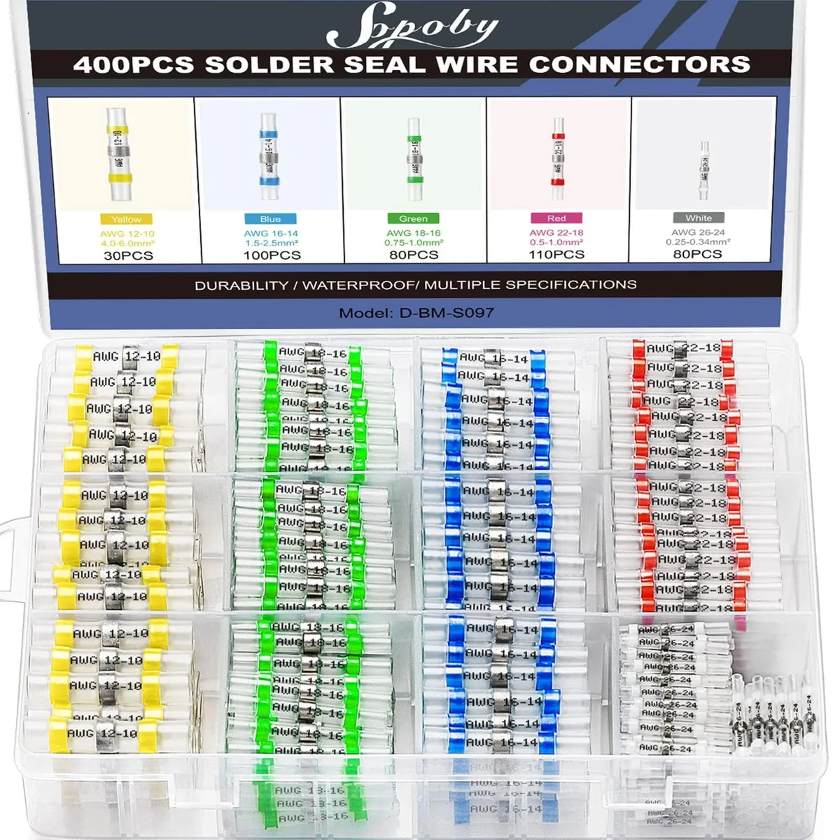 Sopoby Solder Seal Wire Connectors 400PCS Black — product photo