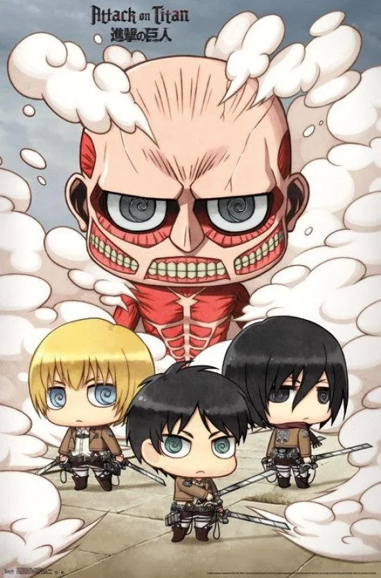 Poster print of Attack on Titan chibi characters 22 by 34 inches