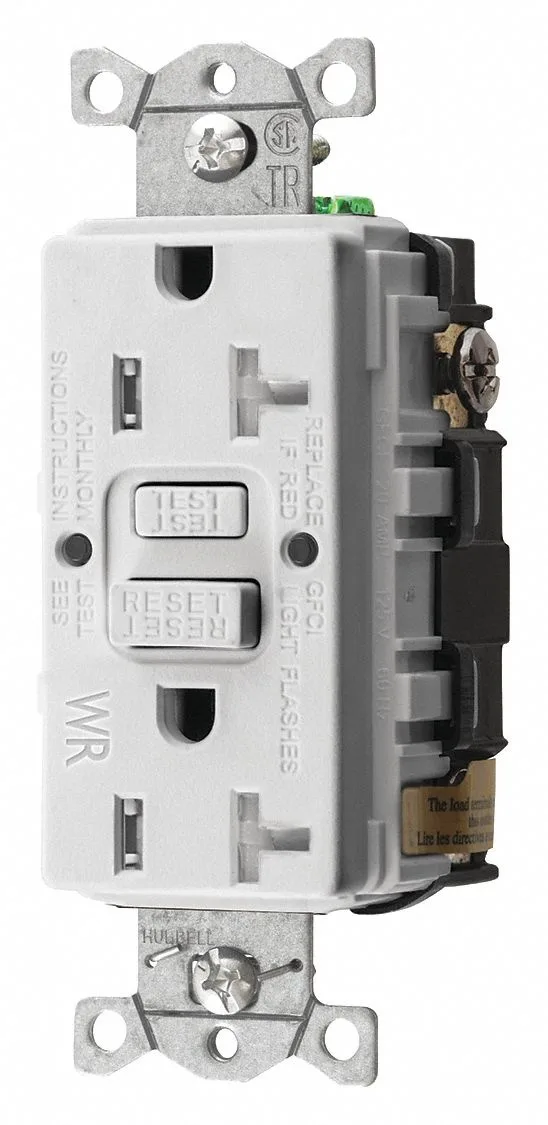 Hubbell Incorporated Hubbell Incorporated GFRTW20W GFCI Receptacle 20A 125VAC 5-20R White — product photo