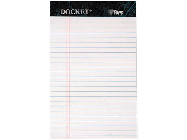 TOPS TOPS 63360 Docket Ruled Perforated Pad Legal Rule 5 x 8 White 12 Pack 50 Sheet — product photo