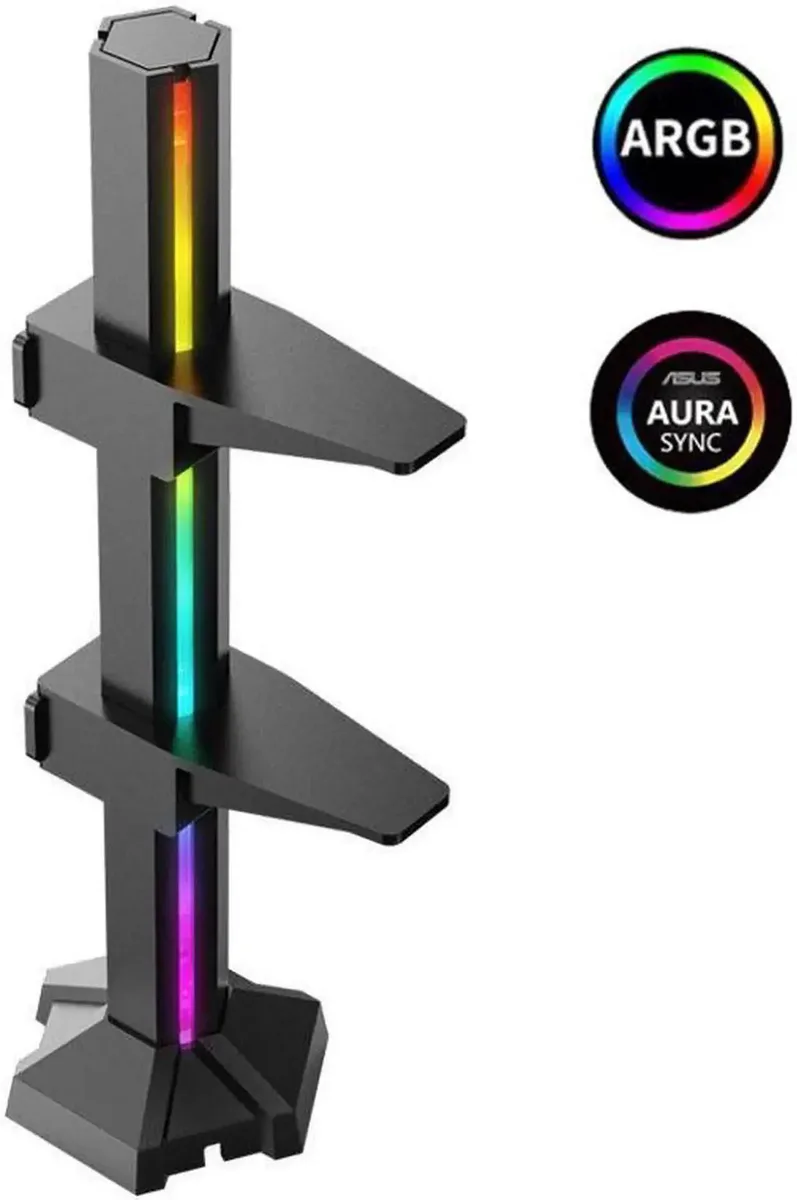 Adjustable metal GPU brace with ARGB lighting strip