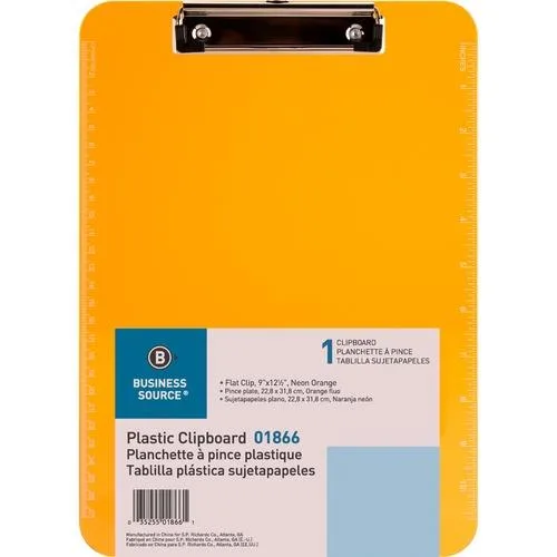 Business Source Business Source 01866BD Clipboard Clip Neon Orange 9x12 6 Pack — صورة المنتج