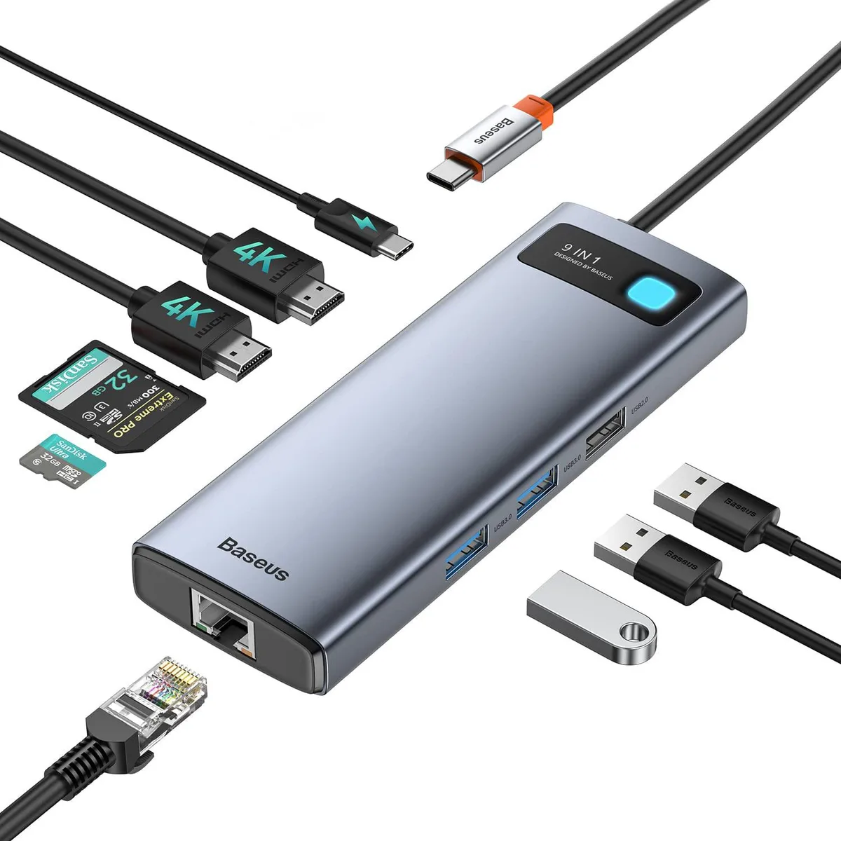 BFKK BFKK 9-in-1 USB-C Docking Station Dual 4K HDMI 100W PD 1000Mbps LAN — product photo