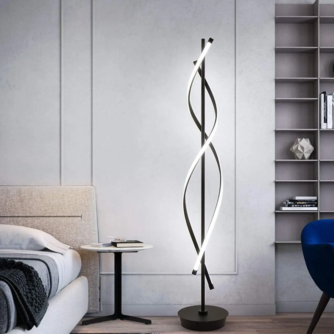 TUKO TUKO 40W LED Spiral Floor Lamp Remote Dimmable Black — product photo