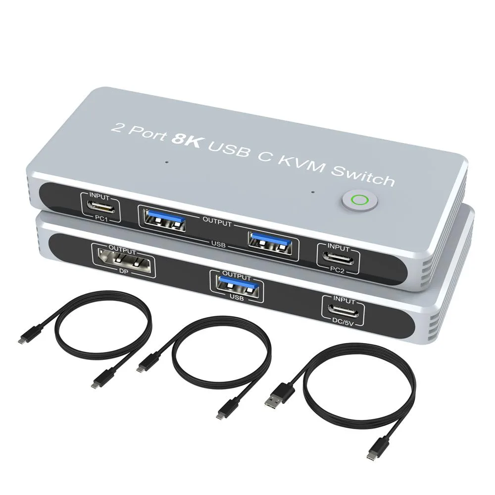Jansicotek Jansicotek TJ-A0126 8K KVM Switch 2 USB-C to 1 DP — product photo