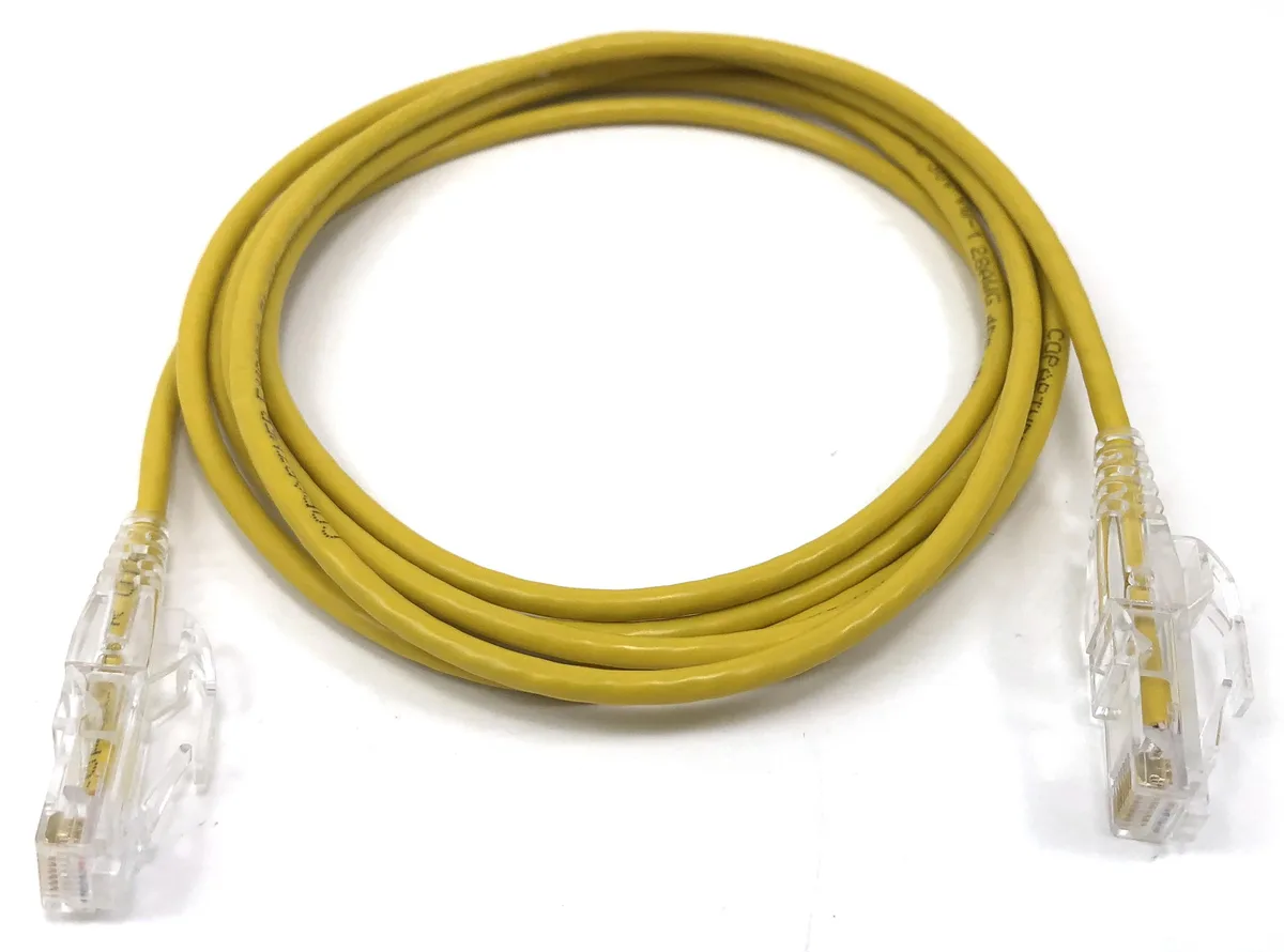 Micro Connectors Micro Connectors 7 ft Ultra Slim CAT 6 Patch Cable 28AWG Yellow — product photo