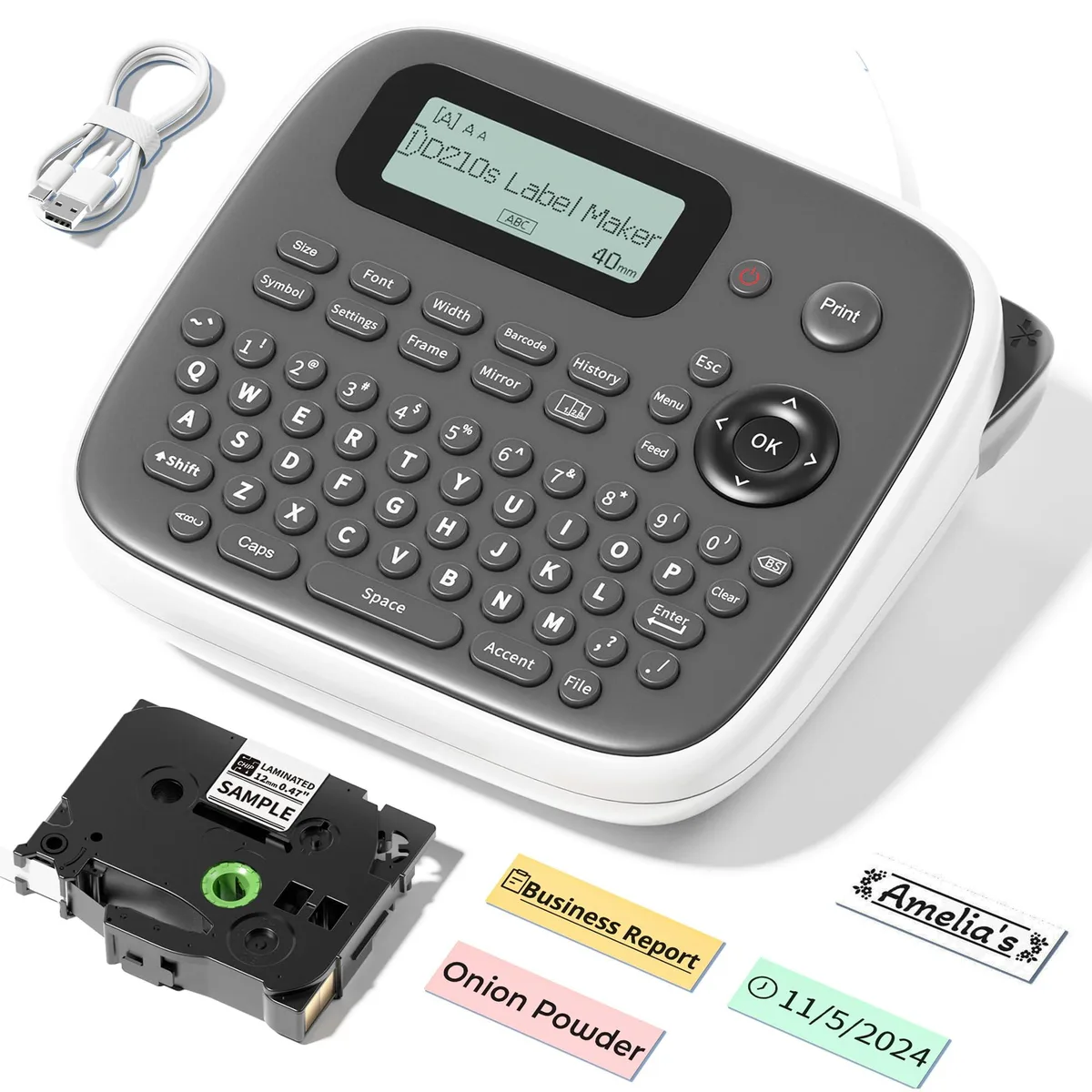  VolenGo D210S Label Maker 12mm Tape 800 Icons 16 Fonts — product photo
