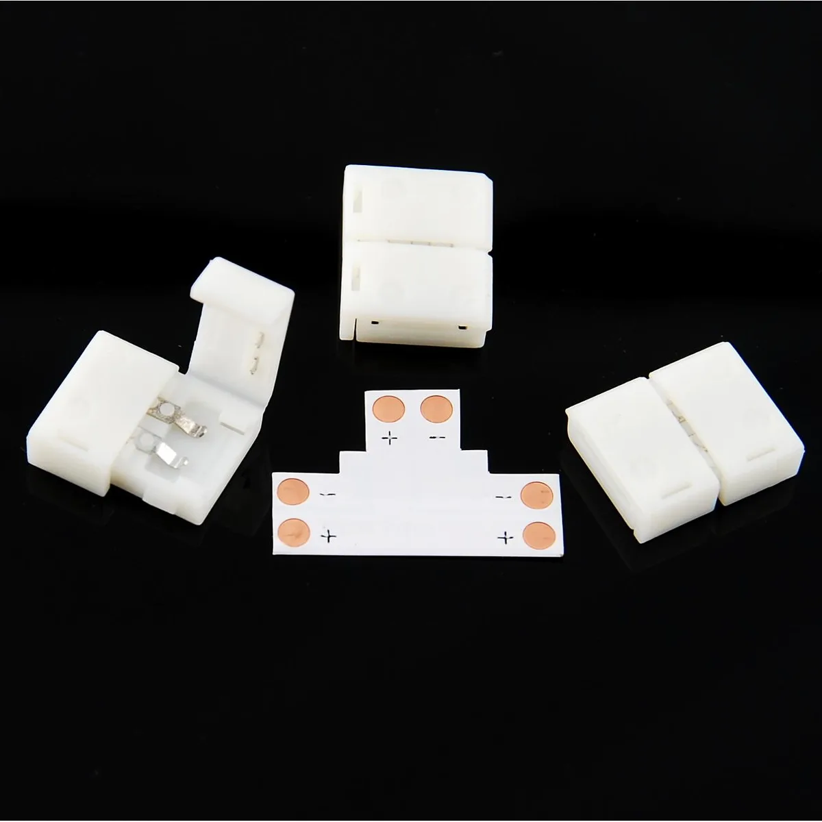 JacobsParts Inc. JacobsParts Inc. LSLC-B-5PK 5-pack 8mm T-shaped solderless straight blade plug for 3528 LED strip — product photo