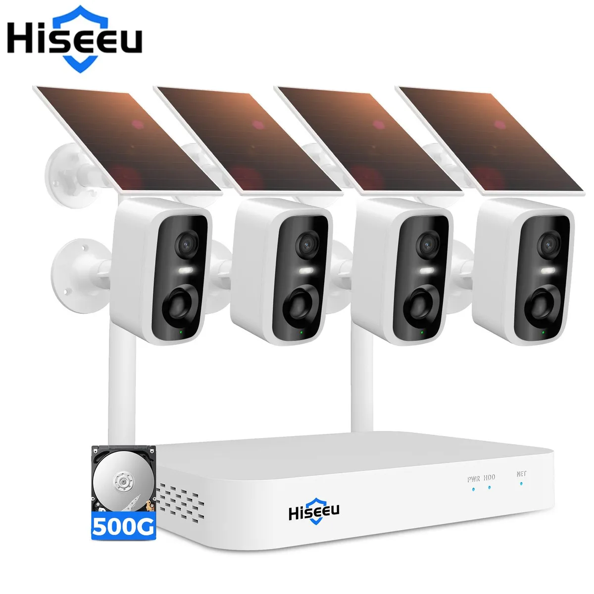 Hiseeu Hiseeu 4MP 10CH 5G Solar Battery Surveillance Security System 500GB HDD — product photo