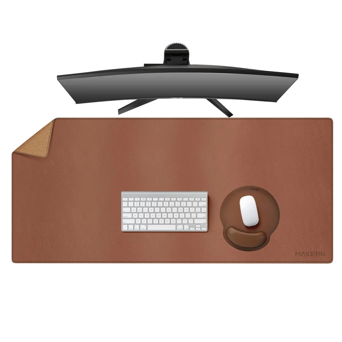 MAIDERN MAIDERN 43.3x19.6 Leather &amp; Cork Desk Mat 2 in 1 accessory — product photo