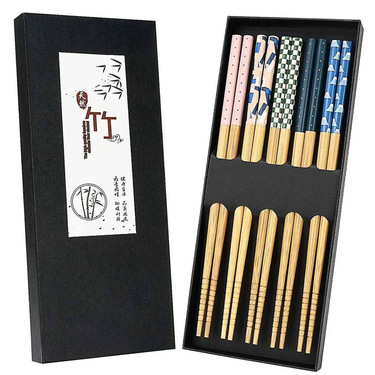 YTZJ Direct Quality Bamboo Chopsticks-YTZJ 001 5 Pairs Blue 8.85in — product photo