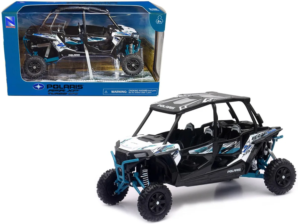 New Ray Toys New Ray Toys Polaris RZR XP 4 Turbo EPS 1/18 Matt White Lightning Black Top — product photo