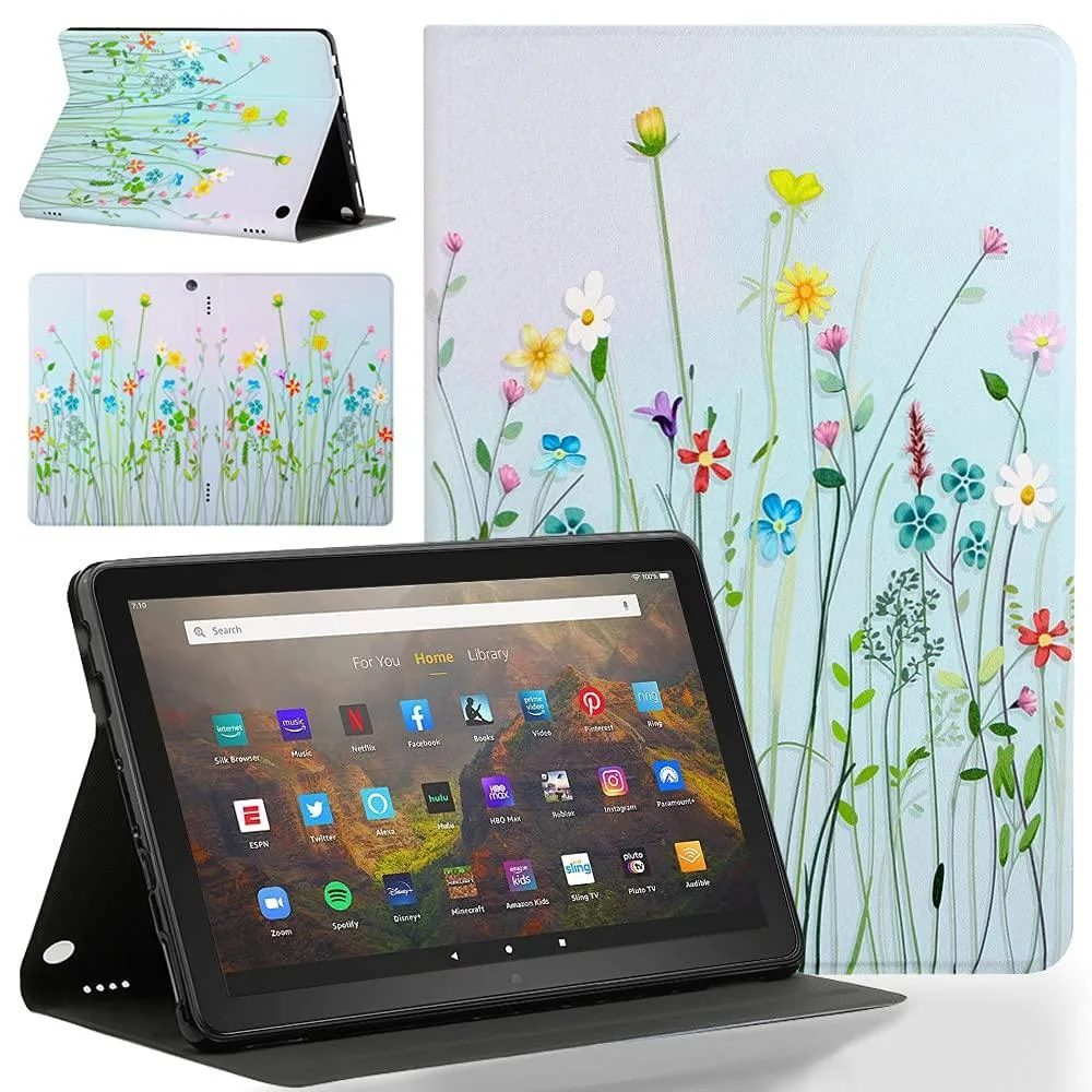  Pudazvi Fire HD 10/10 Plus Case 11th/13th Gen Flower Grass01 Navy — product photo